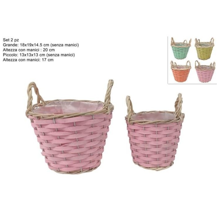 CESTINI TONDI C MANICI SET 2 PZ 4 COL.